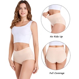 HAVVIS Women's Briefs Underwear Cotton High Waist Tummy Control Panties Rose Jacquard Ladies Panty Multipack (Briefs 01-8 Pack - Assorted Colors, X-Small)