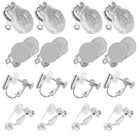 Earring Converters Pierced to Clip, 16 Pieces Earring Clip Backs Clip-on Earring Converter Components Findings with Post for None Pierced Ears