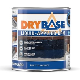Drybase Liquid Damp Proof Membrane (1 Litre,Black) - Damp Proofing Paint for Interior & Exterior Walls and Floors. Waterproof Paint