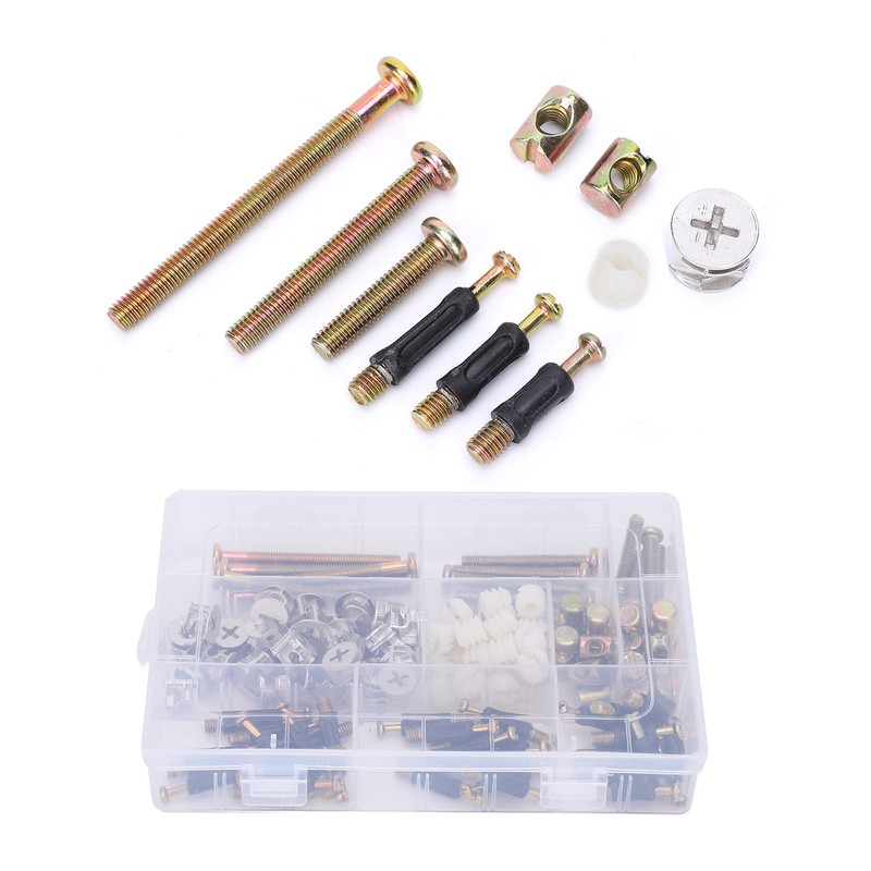 125Pcs Furniture Hardware Screw PreInserted Nut Eccentric Wheel 3in1 Connecting