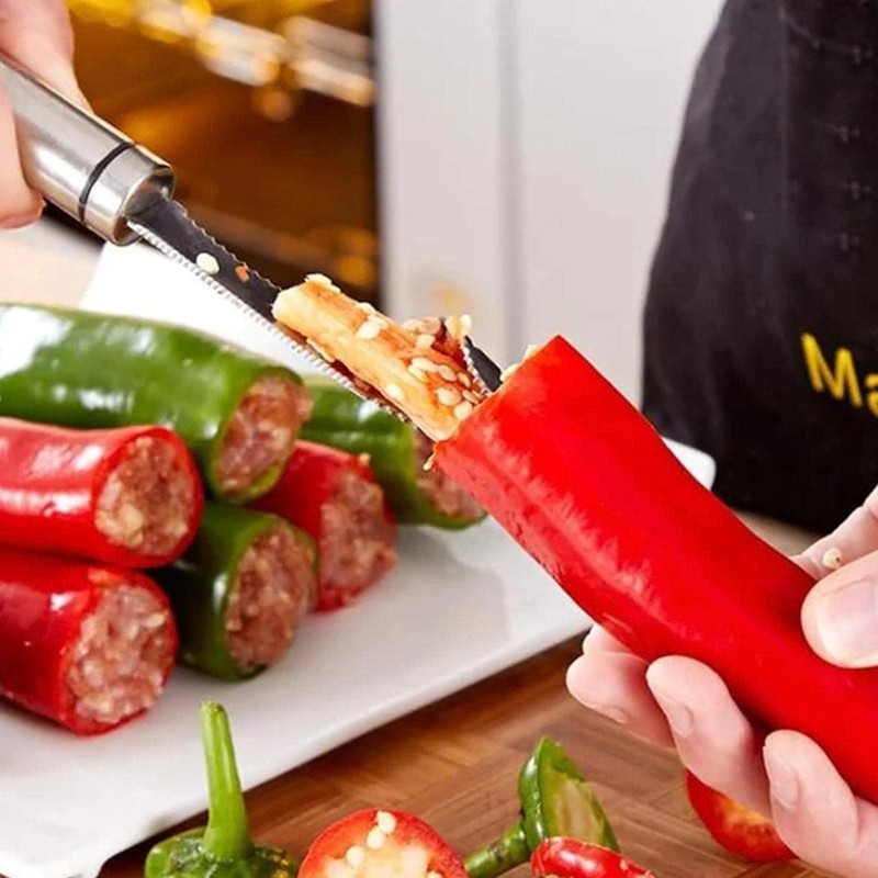 Pack of 2 Stainless Steel Pepper Seeds Corer Remover Jalapeno