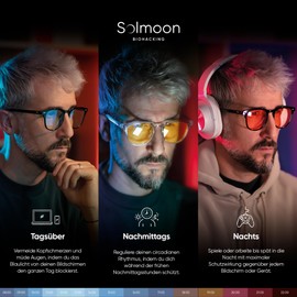 Solmoon Biohacking Brille - Blaulichtfilter Brille - Blaulichtfilter Brille Herren - Blaulichtfilter Brille Damen - Blue Light Glasses - Computerbrille - Gaming Brille - Blue Light Blocking Glasses