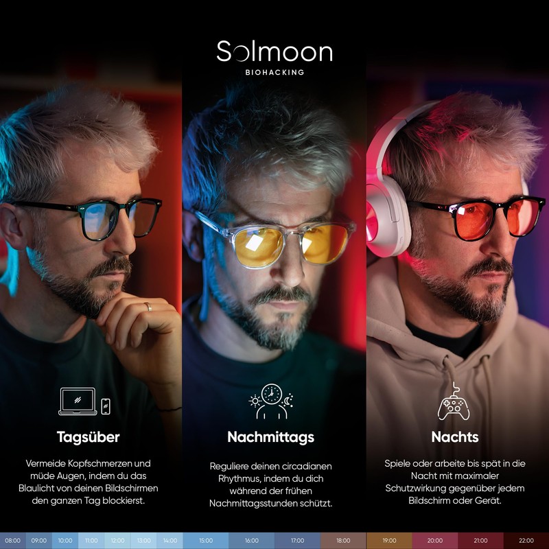 Solmoon Biohacking Brille - Blaulichtfilter Brille - Blaulichtfilter Brille Herren