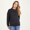 Irish Aran Wool Lumber Jacket Cardigan Sweater (Charcoal Grey, XX-Large)