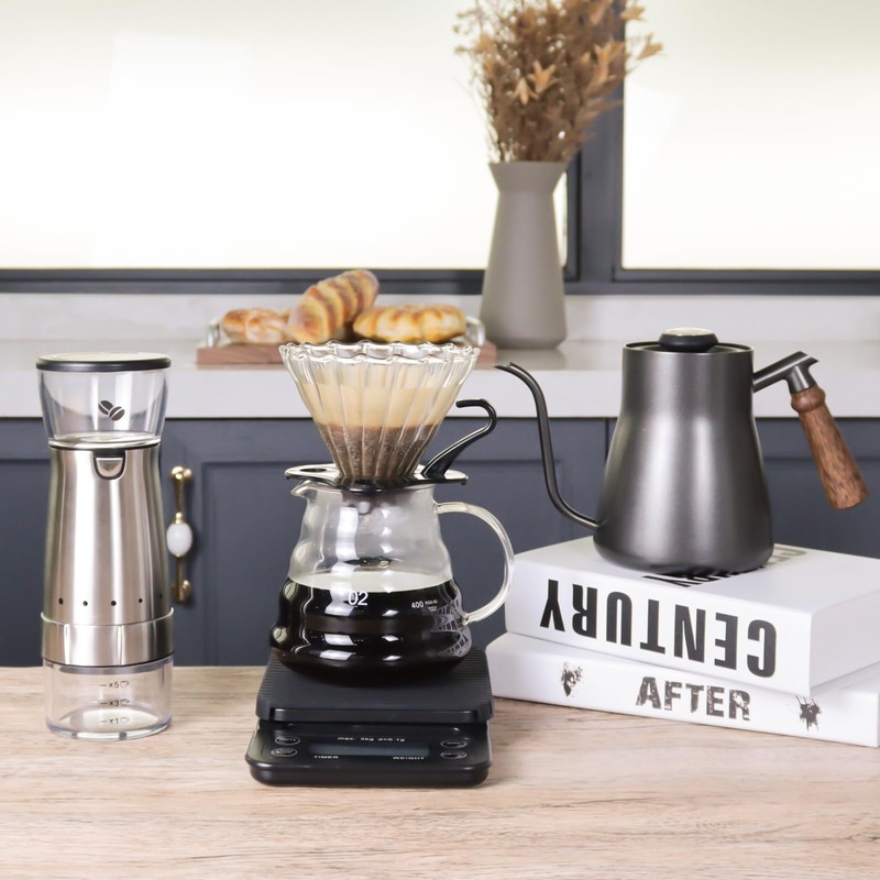 SOTECH Electric Coffee Maker Set with Electric Grinder Glass Dripper