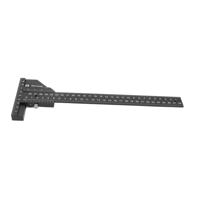 Multifunction Woodworking Ruler Aluminum Alloy T Shaped Black Measuring Marking