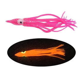 Fishing Squid Skirts Glow Lures Luminous Octopus SkirtsTrolling Lure Soft Plastic Fishing Bait for Bass Salmon Trout 5cm/1.96in,9cm/3.54in,11cm/4.33in Pack of 20 (Pink, 4.33in)