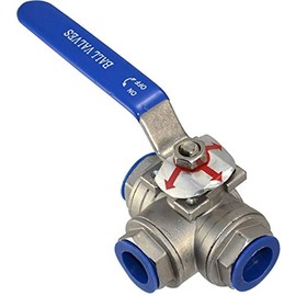 Megairon 3/4" NPT Female T-Type Ball Valve with Heavy Duty Blue Vinyl Insulation Handle, 3-Way, 316 Stainless Steel,WOG1000 (3/4")