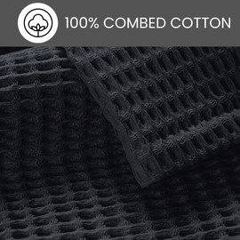 DESTIN HOME Prewashed Waffle Blanket 100% Combed Cotton - Soft, Lightweight, and Breathable - All-Season Cozy Blanket for Bed, Couch, or Sofa - 90"x90" Queen Size Thermal Throw Blanket Charcoal Grey