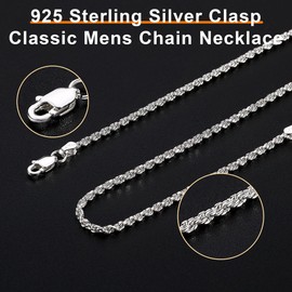 Silver Chain for Men - Rope Chain for Men 2mm Silver Chain Necklace for Men Diamond Cut Mens Silver Chain Sterling Silver Necklace for Men Sterling Silver Chain 20 Inch Rope Chain for Men Mens Jewelry