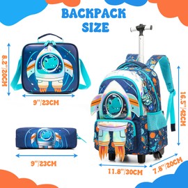 Inprof Kids Rolling Backpack with Wheels for Boys Elementary Students Kids Travel Luggage Carry on School Backpack for Boys Ages 6-8