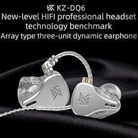 KZ DQ6 in Ear Monitor, KINBOOFI 3DD HiFi Earphone with Hybrid Driver High Fidelity Sound IEM Headphone Headset, Music Sport Headphone with Detachable Cable (No Mic, Silver)