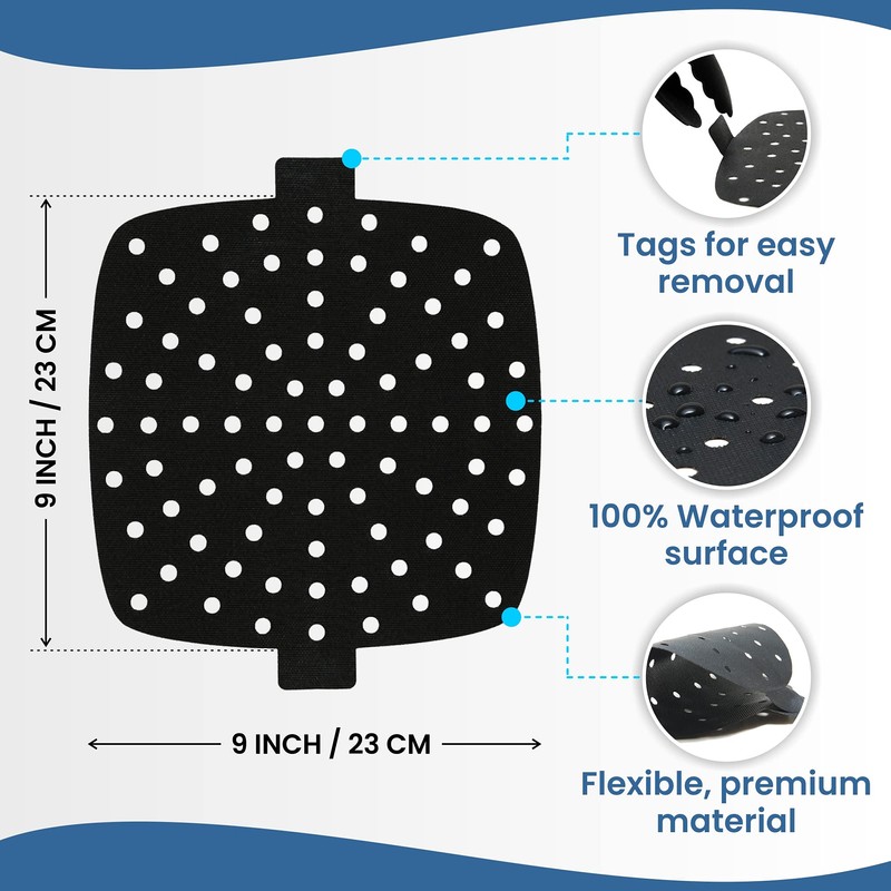 MATI 2PCS Reusable Air Fryer Liners, Non Stick Surface, Large