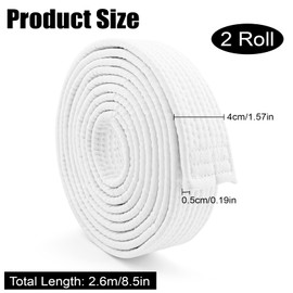 FORETOGO Pack of 2 Judo Karate Belts, 2.6 m White Polyester Judo Belt, Martial Arts Belt, 4 cm Wide Taekwondo Belt for Taekwondo Martial Arts Lessons, Practice