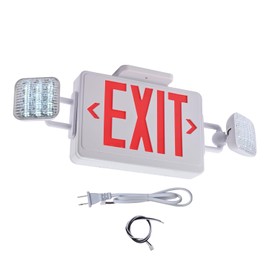 Apmeetlux Red Exit Sign with Emergency Lights, 200lm 3Hours Plug in Exit Sign Battery Backup Lights for Business,Commerical Emergency Lighting Combo UL 924 AC85-277V Double Face
