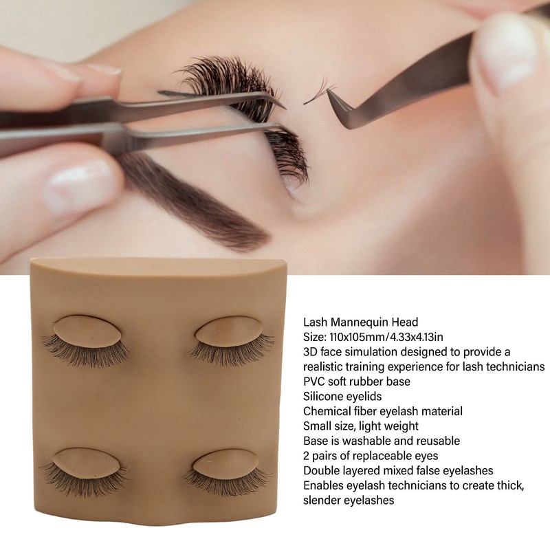Lash Mannequin Head 2 Pairs Removable Replacement Eyes 3D Simulation