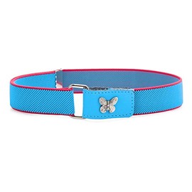Ladeheid P15G Girls' Elastic Belt 1-6 Years 34-65 cm, Blue/Dark Pink/Butterfly