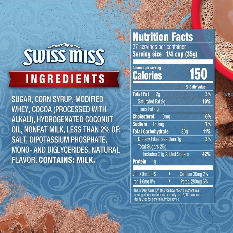 Swiss Miss Milk Chocolate Flavor Hot Cocoa Mix Canister, 45.68