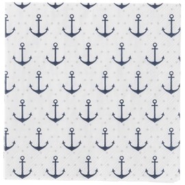 IHR Ideal Home Range Cocktail Napkins Disposable 3-Ply Paper Party Napkin Pack, 5" x 5", Anchor Dots Blue Grey, 20-Count