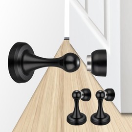 TOPTAKE Magnetic Door Stop - Heavy Duty Door Stopper, Premium Stainless Steel, Anti-Rust, Suitable for Various Door Types, Wall & Floor Mount, 2 Pack (2, Black)