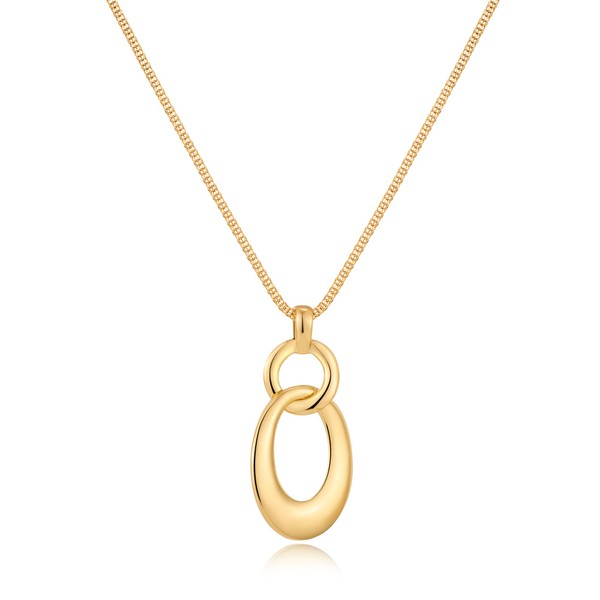 CLASSYZINT Long Sweater Chain Circle Pendant Necklace Y Statement Chain