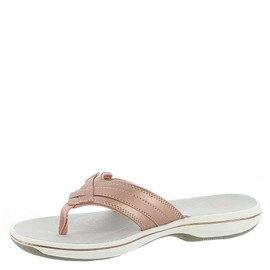 Clarks womens Breeze Sea Flip Flop, Rose Gold, 8 US