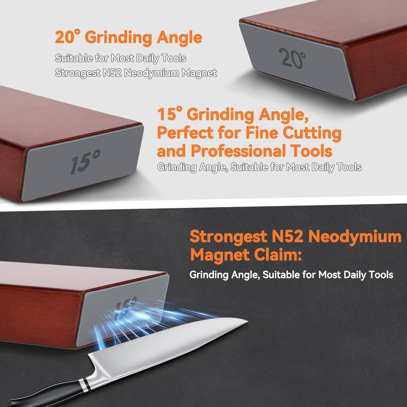 Rolling Knife Sharpener Kit with Diamond Wheels – 15°/20° Magnetic