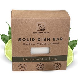 Zero Waste MVMT Solid Dish Soap Bar | Bergamot + Lime Essential Oil | Natural, Zero Waste Soap | Plastic-Free | USDA Certified Organic & VegeCert Vegan-Friendly Dish Soap