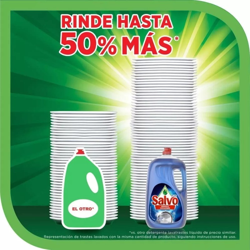 Salvo power clean lavatrastes líquido en botella 2600 ml