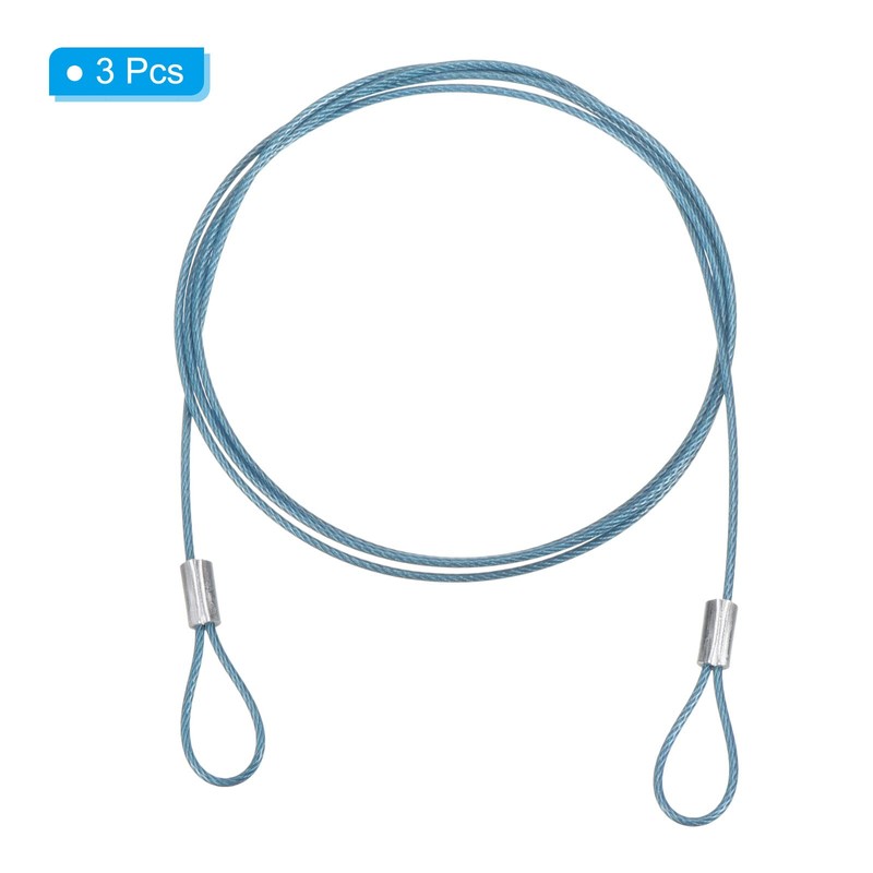 PATIKIL 3.3Ft Safety Cable Lock, 3 Pack Stainless Steel 1.5mm
