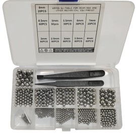 JJWNMLL Pack of 600 304 Ball Bearing Balls, Stainless Steel Metal Balls, Steel Balls, 11 Sizes, 2-8 mm, Mixing Balls, Cleaning Beads, Classification Set for Conveyor Belts, Instrument Bicycle, with 2