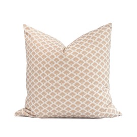 Crumbs Home Modern Farmhouse Fall Linen Indoor Outdoor Throw Pillow Cover Only, 20"x20" Water Repellent for Patio, Backyard, Couch, Ivory Cream Ravenala Palm Tree