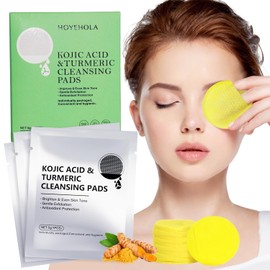 Turmeric Kojic Acid Finger Cleansing Pads: 10 Packs Exfoliating Individually Wrapped Face Scrub Pads for Dark Spots