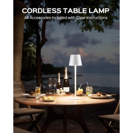 JACKYLED 2 Pack Rechargeable Table Lamps, 7 DIY Height Portable Light, Cordless Lamp with 5000mAh Battery Operated, Indoor/Outdoor Table Lamp for Bathroom Living Room Dinner Kitchen, White, 2 Pack