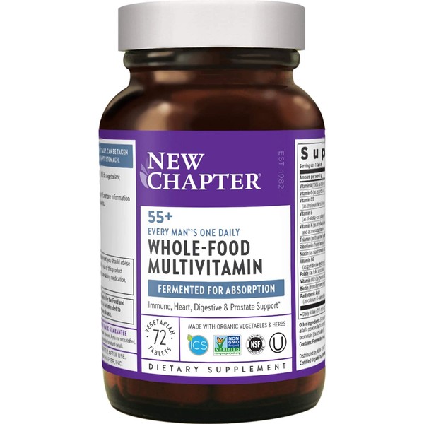 New Chapter Multivitamin for Men - Every Man's One Daily 55+ with Fermented Probiotics + Whole Foods + Astaxanthin + Organic Non-GMO Ingredients