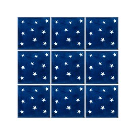 The Woody Backyard |Azulejo Talavera Mexicana Tradicional Estrellas Azul Marino 9 Piezas 10CMX10CM Pintados a Mano Para Proyectos Del Hogar De Cocina, Chimenea, Murales, Escaleras, Patio