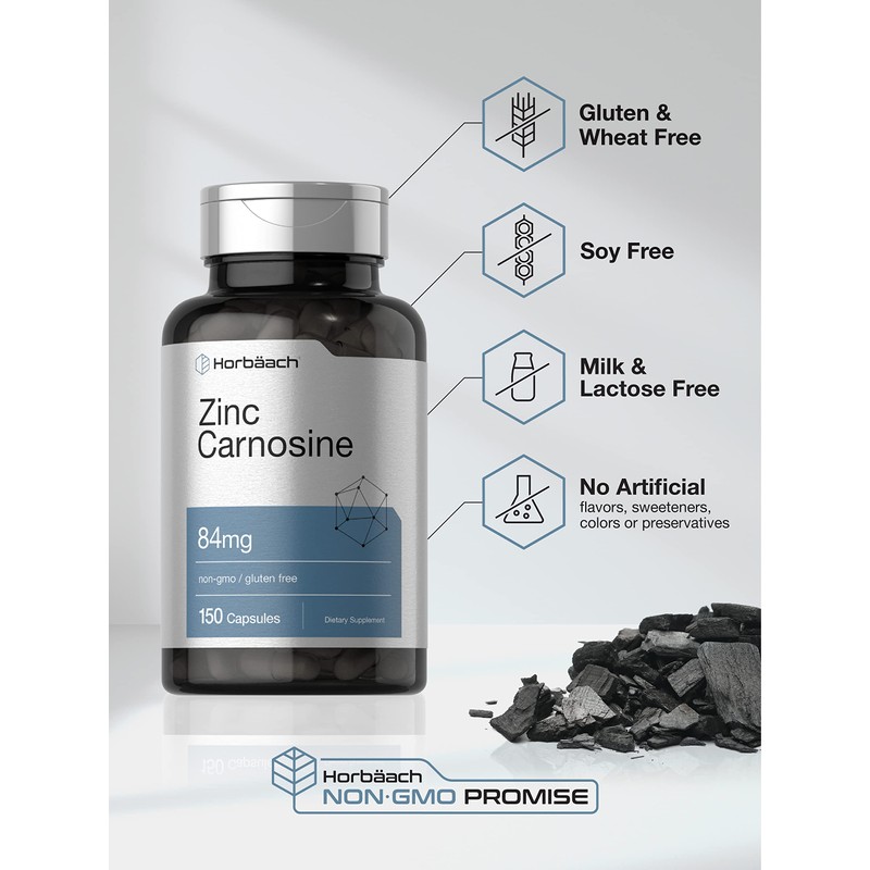 Horbäach Zinc Carnosine Supplement | 84mg per Capsule | 150