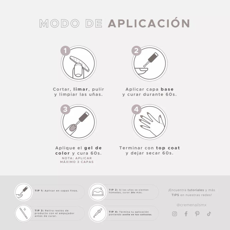 Creme Nails Kit Basico Creme 3 Esmaltes Gel 5ml Lampara