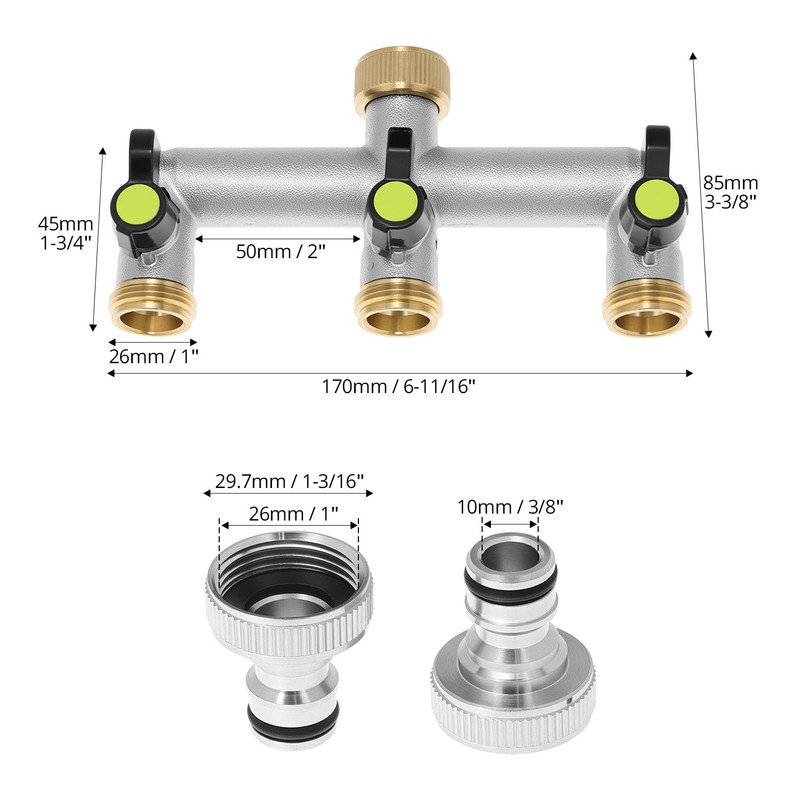QWORK® Distributore acqua di rubinetto a 3 vie, sdoppiatore rubinetto