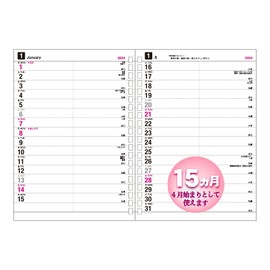 Collect C-757 2024 Diary Leaf (Process Diary for 15 Months), 1 Month Spread Rule, A5, 20 Holes