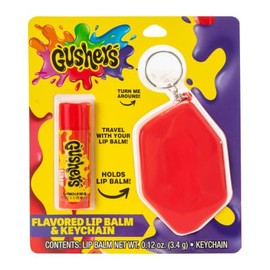Taste Beauty Gushers Strawberry Flavored Lip Balm & Keychain, 0.12 oz (Pack of 1), Moisturizing, Protective