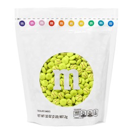 M&M’S WORLD Softball Milk Chocolate Candy - 2 lbs of Bulk Chocolate Candy With An Electric Green with Red Stitching Design, For Softball Parties, Game Days, and More