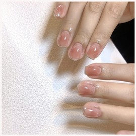 MISS MUMU Nail Tips, 24 Pieces, Nail Tips, Short, Spring, Summer, Simple, Cute, Fashionable, Popular, Nail Seal, Bride Nail, Glossy, False Nails, Coming of Age Ceremonies, Weddings, School Entrance