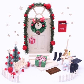Miniature Christmas Decoration Christmas Gnome Complete Set Door Accessories for Dollhouse Furniture with Kitchen Accessories Gift Rattan Red Berry