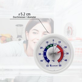 Lantelme Kühlschrankthermometer selbstklebend Thermometer auch für Gefrierschrank Eisfach Kühltheke Kühlzelle Kühlfach Kühlschrank zum ankleben Bimetall und Analog (Grau)
