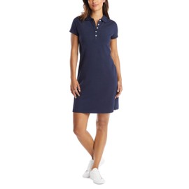 Nautica Women's Easy Classic Short Sleeve Stretch Cotton Polo Dress Dress, Navy Seas, Small