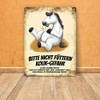Metal Sign with White Horse Motif and Saying "Bitte nicht