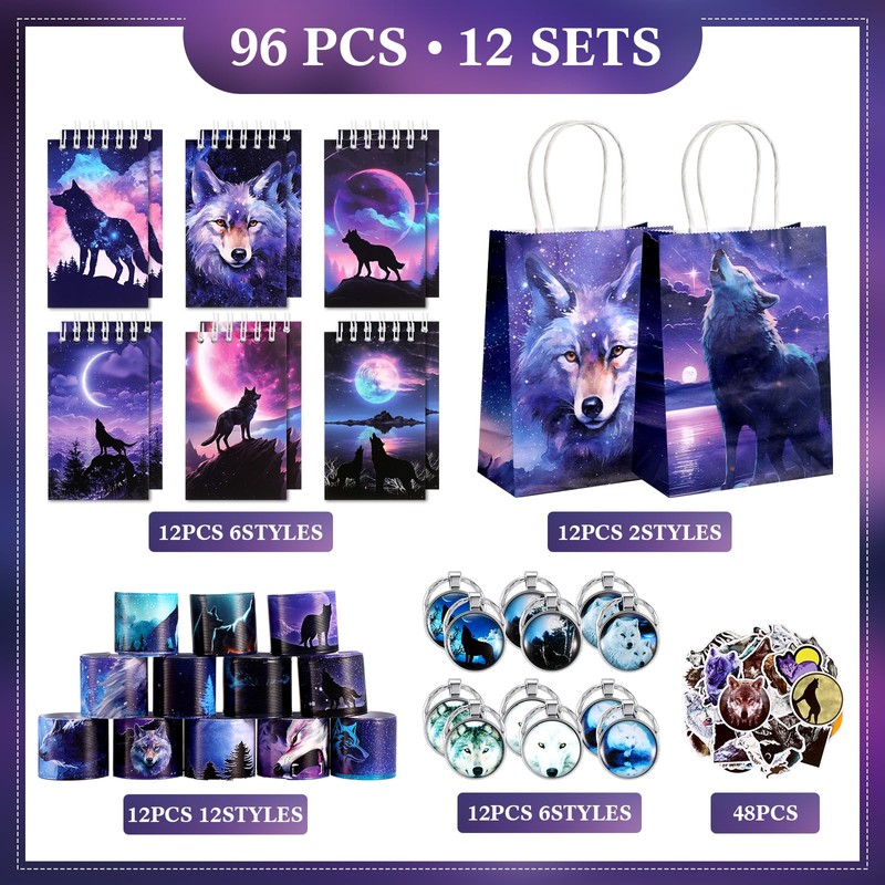 Abbylike 48 Pcs Wolf Party Favors Party Decor Birthday Supply
