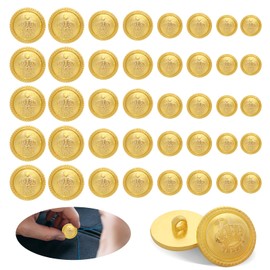 40 Pcs Gold Buttons for Blazer, Vintage Sewing Buttons for Jeans Suits Sport Coat Uniform Jacket (15/18/20/25mm)