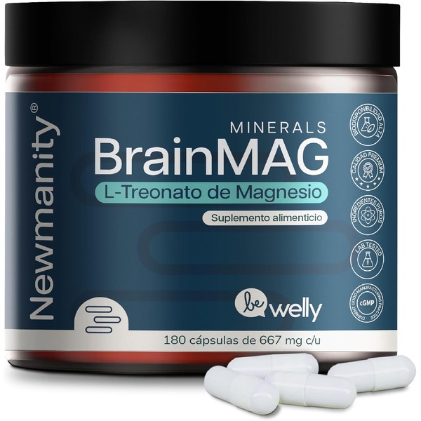 NEWMANITY BrainMAG Treonato de Magnesio - 180 Cápsulas de Alta
